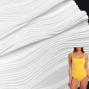 ribbed design elastic wave style microfiber soft spandex nylon fabric for swimwear
