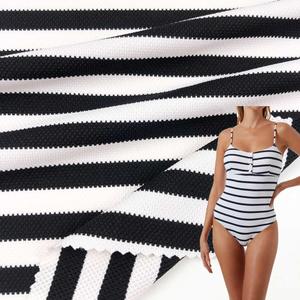 Jacquard Fabric High Elastic Stripe Design Weft Knit Breathable Jacquard Fabric For Swim