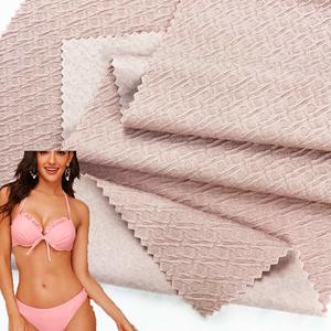 Nylon Spandex High Quality Stretchy Seecsucker Design Weft Knit Jacquard Fabric For Swimwear