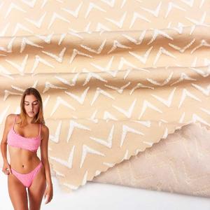 Fashion Crinkle V Type Jacquard Elastic Breathable Polyester Nylon Spandex Fabric For Swim