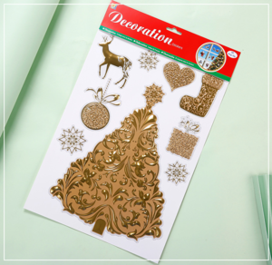 Gold Metallic Christmas Stickers | supply window sticker |  YH Craft