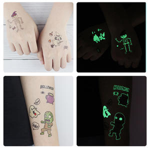 Custom Long Lasting Printing Fashionable Halloween Design Glow In Dark Water Transfer Body Best Tattoo Sticker
