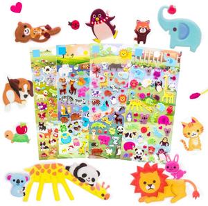 Puffy Sticker Factories To Make 3D Puffy Stickers For Kids Resuable Sticker For Toddler, Boys, Girls 4 Sheets - Mother Child Animals, Dogs, Cats, Elephant, Giraffe, Monkey, Sheep, Panda, Koala, Rabbit (Zoo)