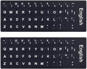 English Us Keyboard Stickers,English Keyboard Replacement Sticker With Black Background And White Big Lettering For Computer Notebook Laptop Desktop Keyboards