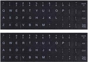 Universal English Keyboard Stickers, Computer Keyboard Stickers Black Background With White Lettering For Computer Laptop Notebook Desktop (English)