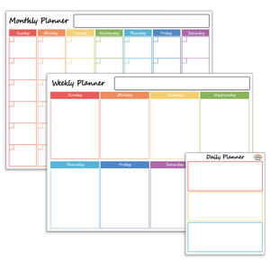 Dry Erase Calendar Whiteboard. Set Of 3 Magnetic Calendars For Refrigerator: Monthly, Weekly Organizer & Daily Notepad. Wall & Fridge Family Calendar