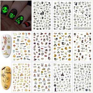Glow In The Dark Halloween Nail Sticker Peel And Halloween Self-Adhesive Nail Decals, Pumpkin Monster Nail Art For Kids Halloween Party Supplies Trick Or Treat Party Bag Fillers