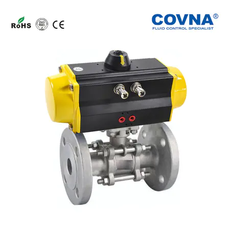 COVNA HK55-3PS-F Series Pneumatic 3 Pieces Flanged Ball Valve