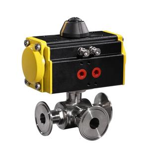 COVNA HK56-WT 3 Way Sanitary Pneumatic Ball Valve With Tri Clamp