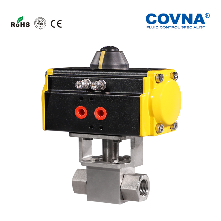 COVNA HK56-G Pneumatic Actuated High Pressure 3 Way Pneumatic Ball Valve
