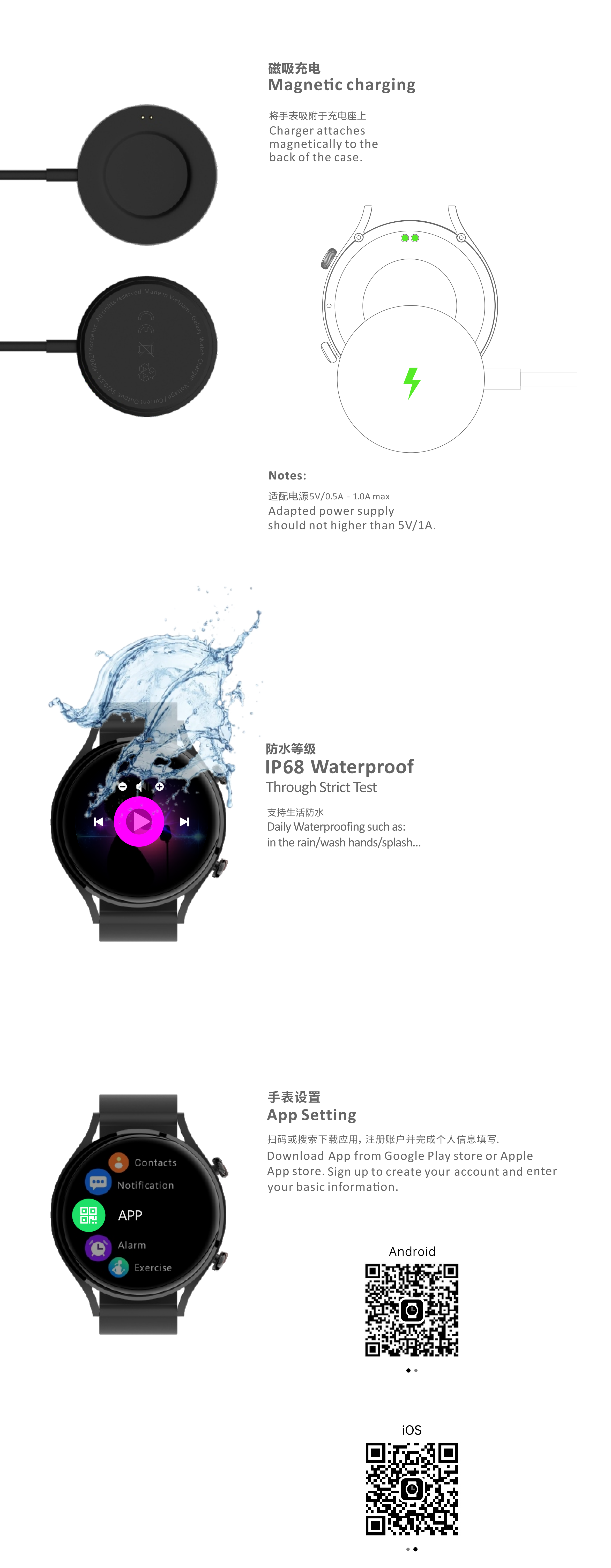 S4 Spaceman Sporthorloge / Heren Dameshorloge Bluetooth Call Watch IP68 Life Waterdicht