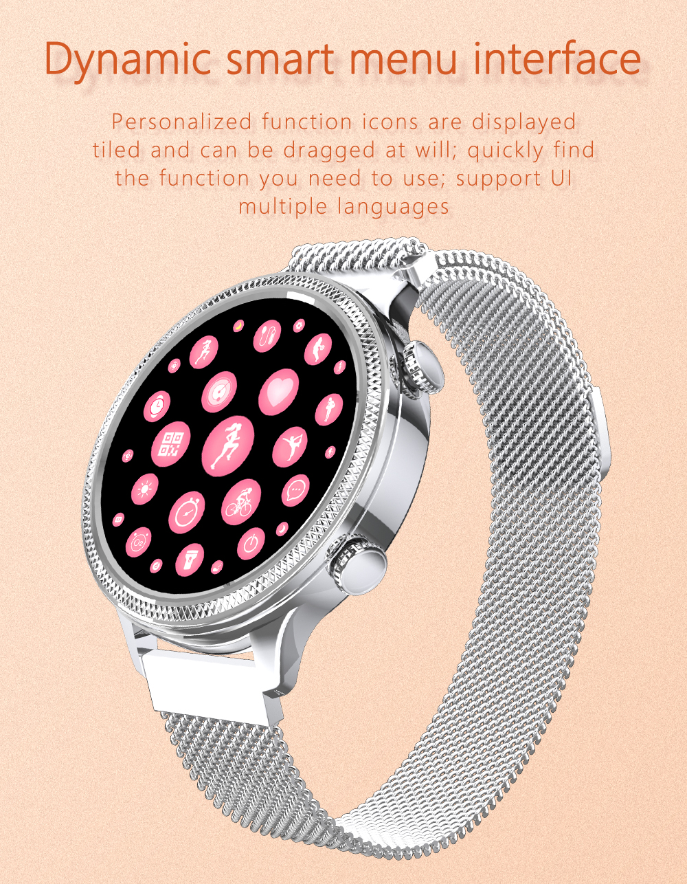Jam tangan kesehatan wanita M3 layar bundar multi-fungsi jam tangan olahraga