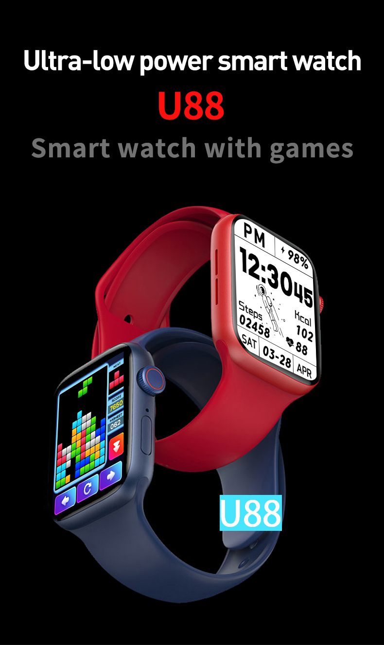Reloj inteligente U88 Pantalla múltiple de 1.7 pulgadas IU + Pulsera inteligente de monitoreo de salud de pantalla dividida inteligente con botones giratorios