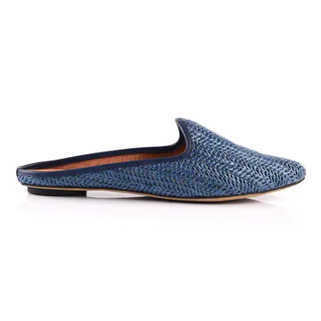 Ladies Flat Woven Leather Mules Shoes Manufacturer In China