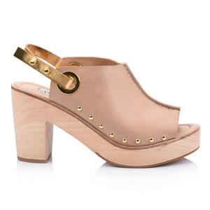 Clog Heeled Leather Women Sandals Shoes Factory