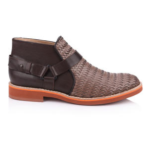 Men's Leather Woven Chelsea Boots Shoes Factory In China
