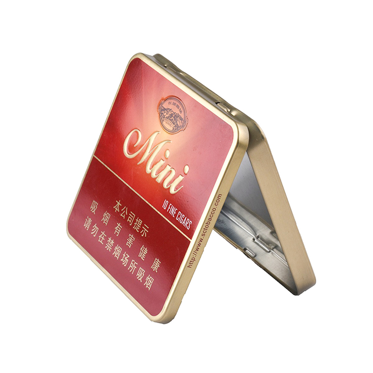 Caja rectangular de lata de tabaco con bisagras personalizada
