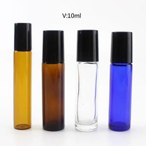 White Clear Yellow Brown Roller-Shaped Glass Lotion Bottle With Plastic Lid