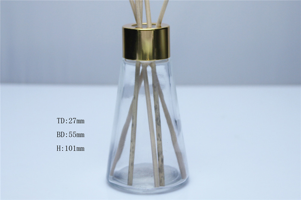 Clear Glass Diffuser Bottle With Gold Silver Rubber Lid For Home Deco