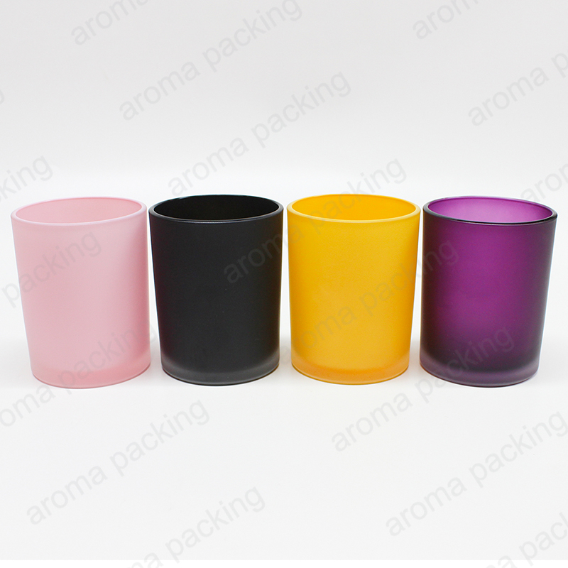 Black Pink Yellow Purple Frosted Matte Glass Candle Jar For Christmas Gifts