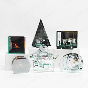 Clear Square Arc Triangular Star Shape Christmas Deer Glass Candle Holder