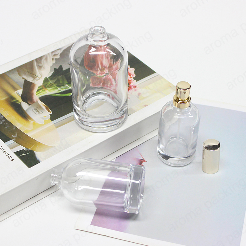 Luxury Clear Thick Bottom Round Glass Perfume Bottle With Custom Lid