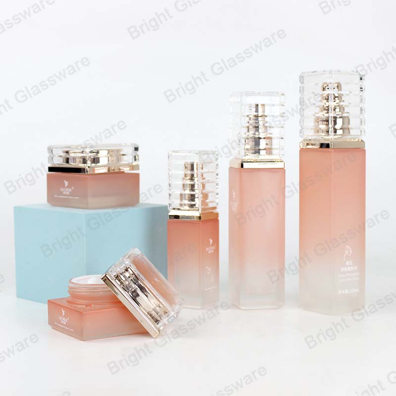 Factory Wholesale Luxury Pink Glass Lotion Bottle Set For Christmas Gift Birthday Gift