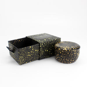 Small Luxury Black Candle Tin Box With Scatter Pattern For Gifts For Happy Day