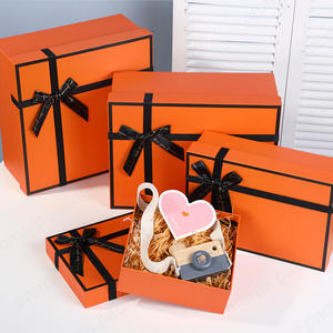 Luxury Custom Ribbon Orange White Black Paper Boxes For Gifts Packaging
