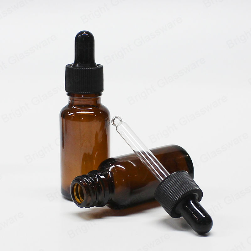 Amber Dropper Bottle Glass Essential Oil Bottle Custom Size For Cosmetic Bottle