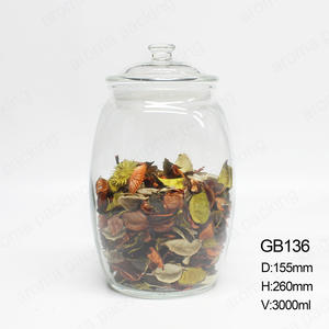 Hot Sale Clear Large Capacity 1500ml 3000ml Glass Storage Jar With Lid