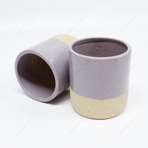 High Quality Round Bottom Spray Color Ceramic Candle Jar With Custom Lid