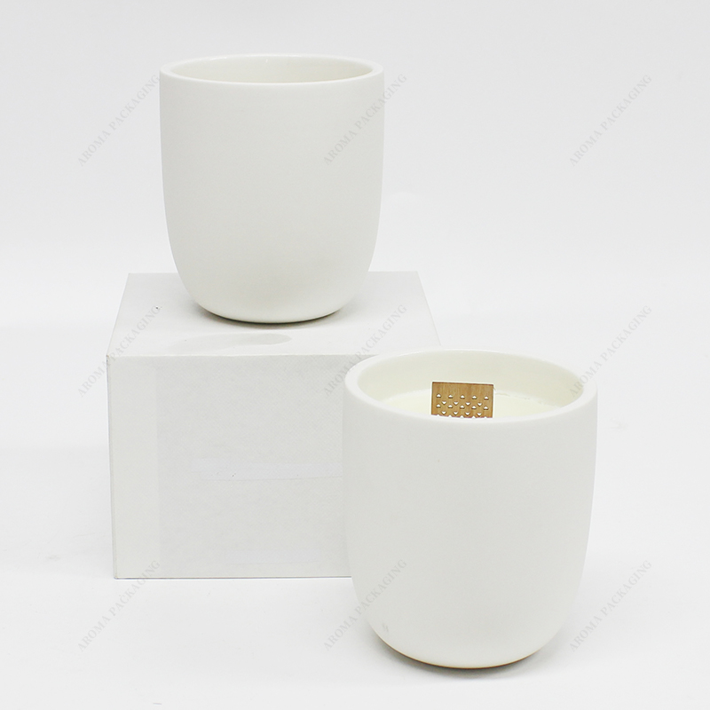 Hot Sale Round Bottom White Matte Ceramic Candle Jar For Candle Making