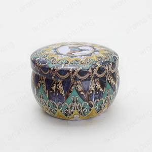 Wholesale Round Bottom Custom Pattern Tinplate Jar With Lid For Candle Making