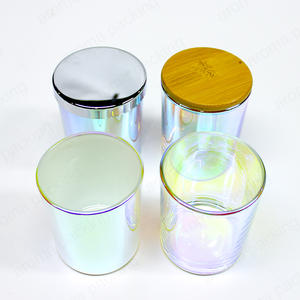Electroplated candle jar for candle making round bottom colorful glass jar