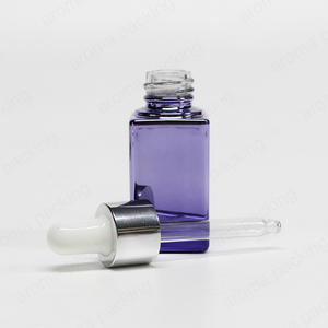 Wholesale Luxury Square Purple 0.5oz Glass Essential Oil Bottle With Dropper