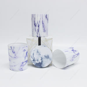 Factory Made Luxury Water Transfer Printing Purple Glass Candle Jar WIth Lid Box