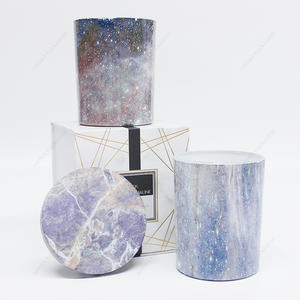 Hot Sale Fade-Resistant Starry Sky Round Glass Candle Jar With Lid For Home Deco