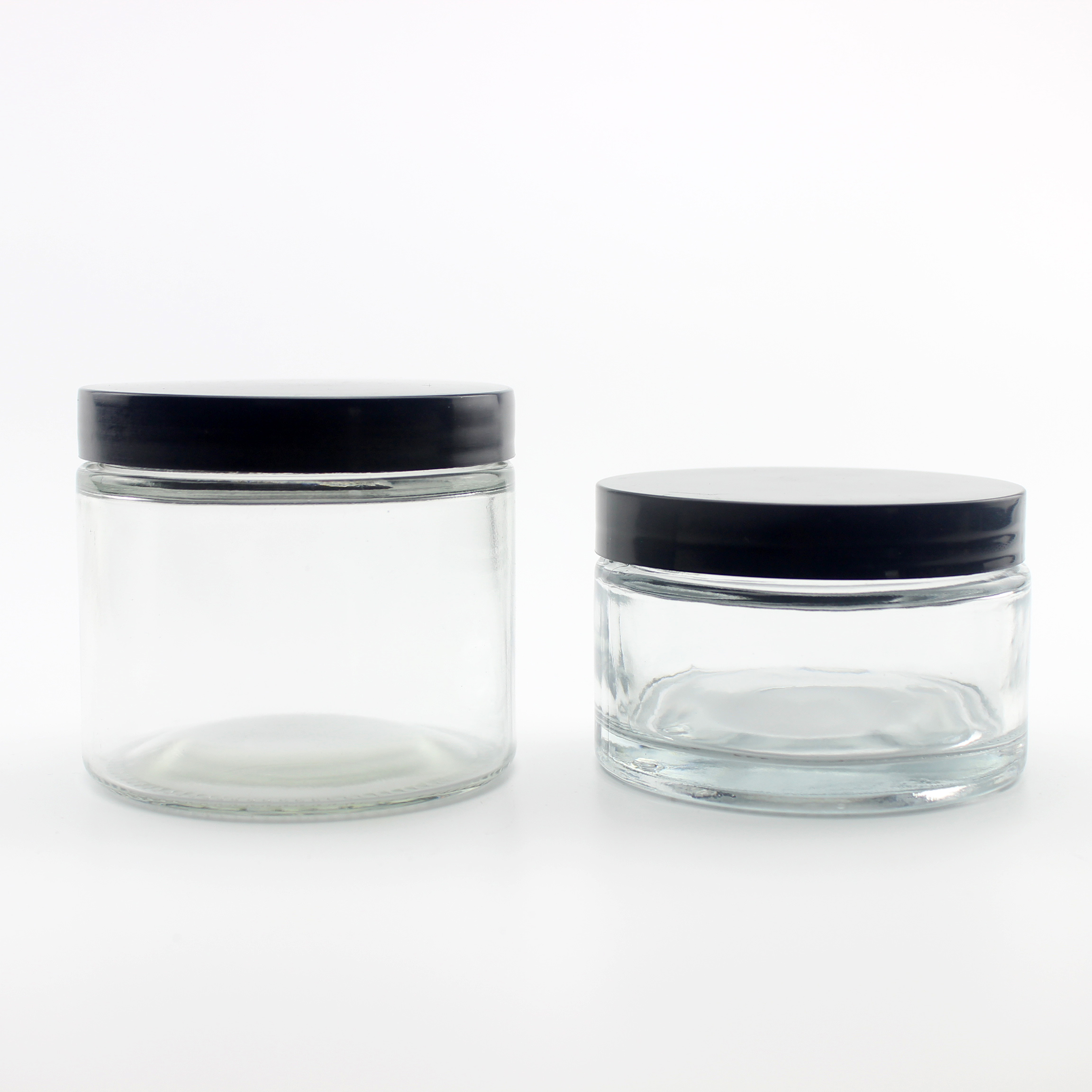 Luxury Round Bottom Clear Glass Cream Jar With Liner And Custom Lid For Skincare