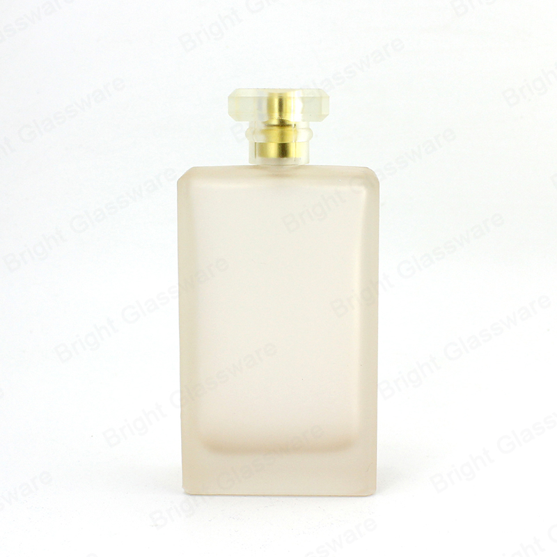 Factory Wholesale Free Sample Square Beige Glass Perfume Bottle With Cap