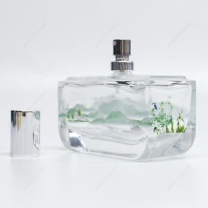 Free Sample 2023 New Landscape Patterns Square Glass Perfume Bottle With Pump