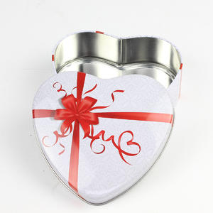 Free Sample For Heart Shape Custom Color Tinplate Jar With Ribbon For Storage