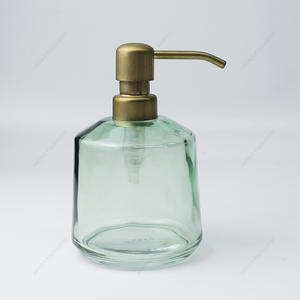 Free Sample 97*103mm Round Green Glass Lotion Bottle With Metal Pump