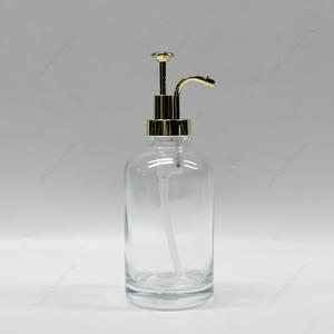 Free Sample 220*55mm Round 500ml Clear Glass Lotion Bottle With Pump
