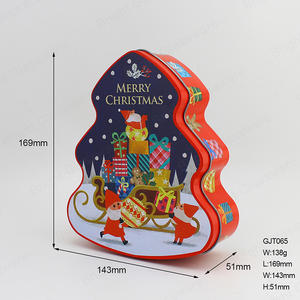 Art Christmas Tree Shape 169*143*51mm GJT065 Tinplate Jar With Cartoon Character