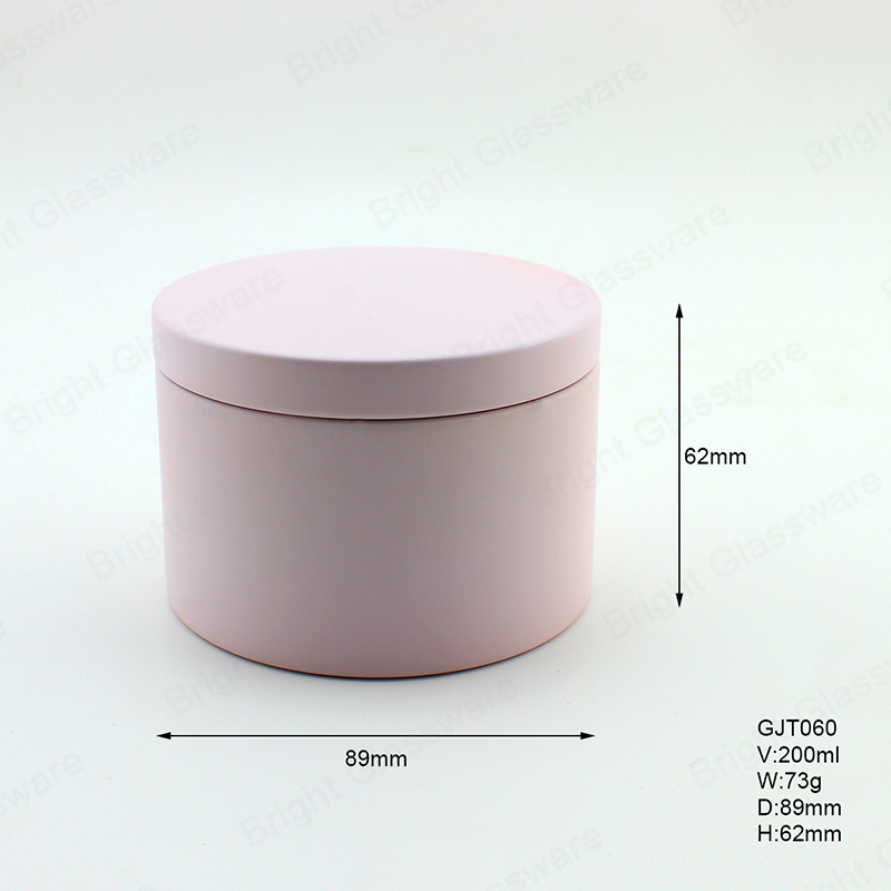 Round Matte Pink Tinplate Jar 7oz 200ml 89*62mm GJT062 With Lid For Storage