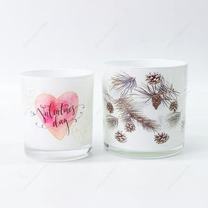 Screen Printing Decals Round Glass Candle Jar Heat Resistance With Lid