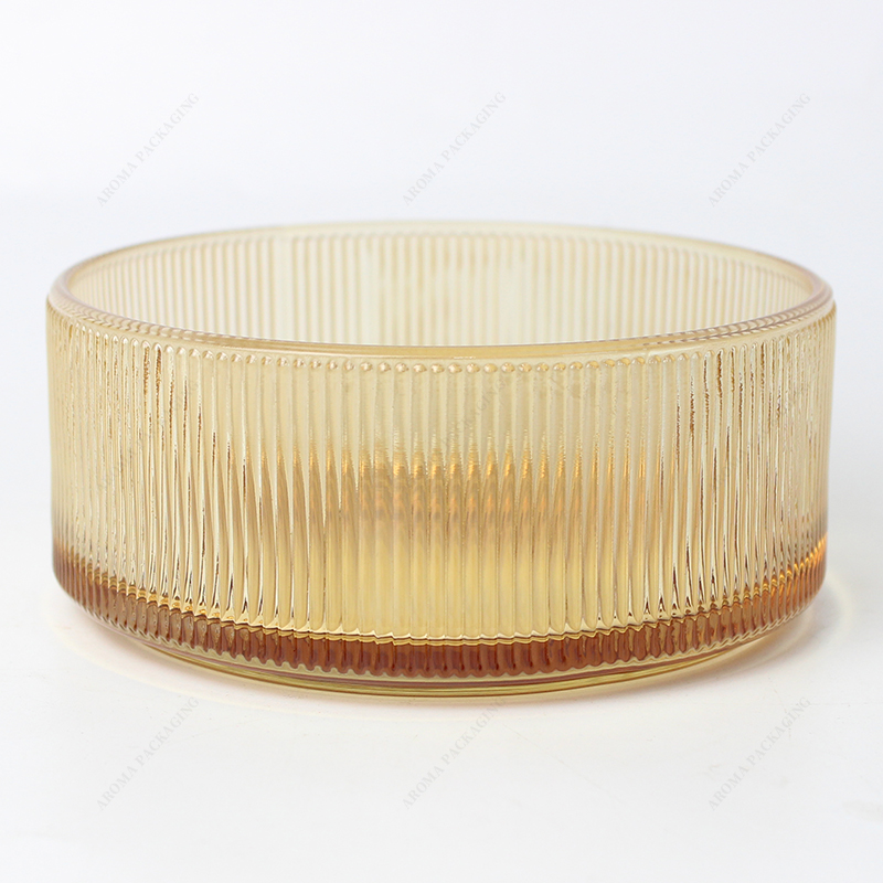 Free Sample Stripes Round Straight Edge Glass Candle Jar Custom Color Capacity
