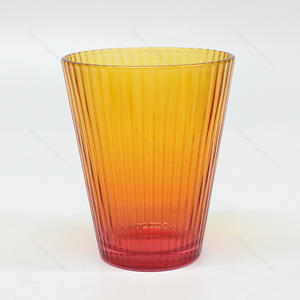 Free Sample Stripes Gradient Glass Candle Jar BGC8095A  D80*H95mm with Lid