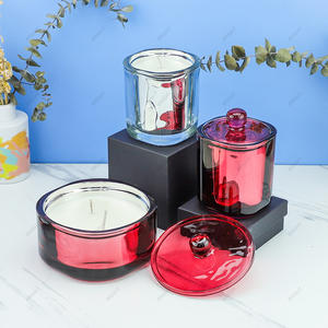 New Style Soy Wax Electroplated Red Purple Glass Candle Jar with Box